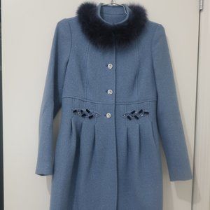 "Couture" Mid Blue Long Suit Jacket with Matching Skirt